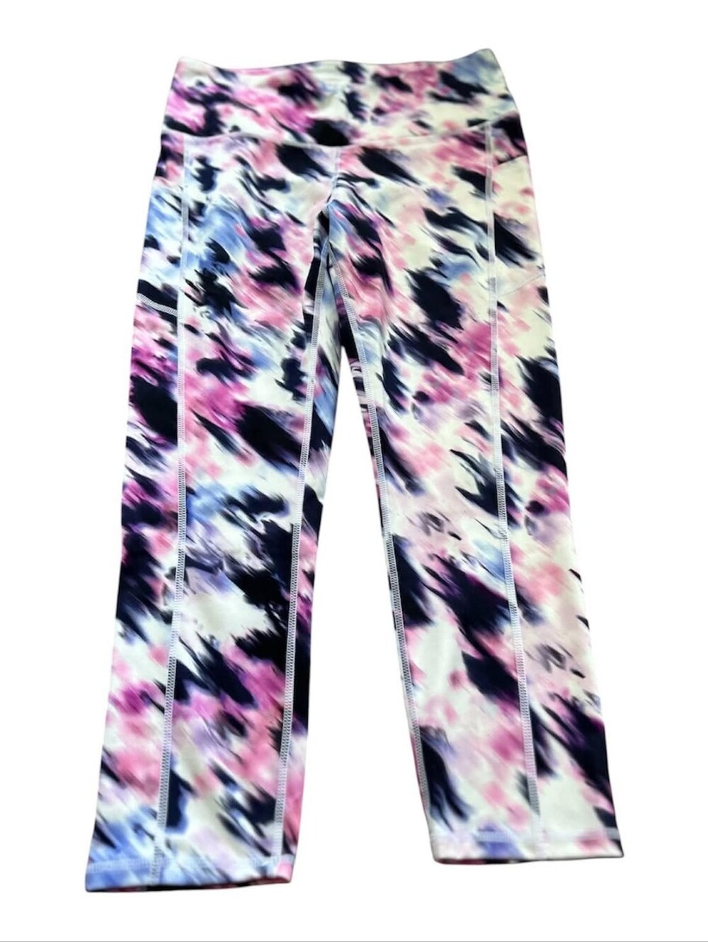 GAIAM Pink, Blue & Black Tie-Dye Active Leggings